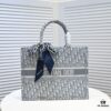 Dior Small Shopping Bag with Silk Scarf, Bound Edges, New Arrival from Dior Counter, Limited Edition, Celebrity Style