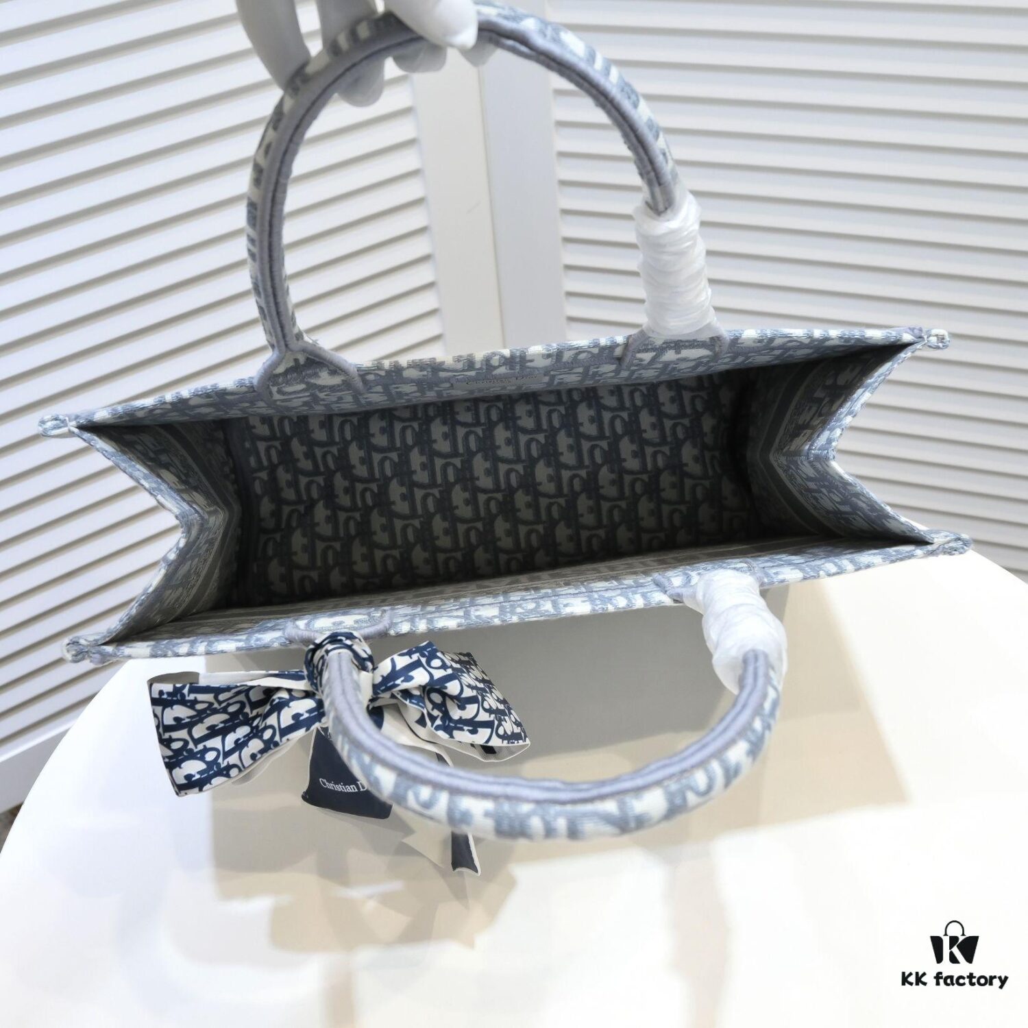 Dior Small Shopping Bag with Silk Scarf, Bound Edges, New Arrival from Dior Counter, Limited Edition, Celebrity Style