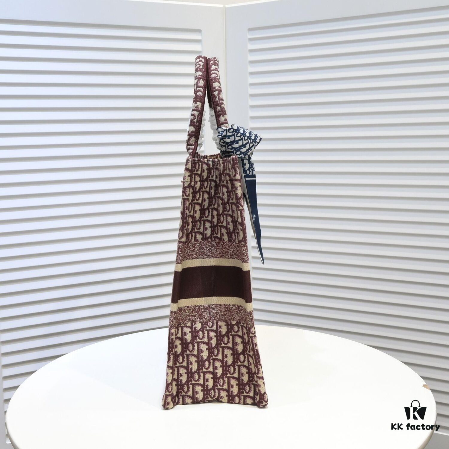 Large Size Dior Embroidered Shopping Tote Bag with Silk Scarf, Limited Edition, Celebrity Style