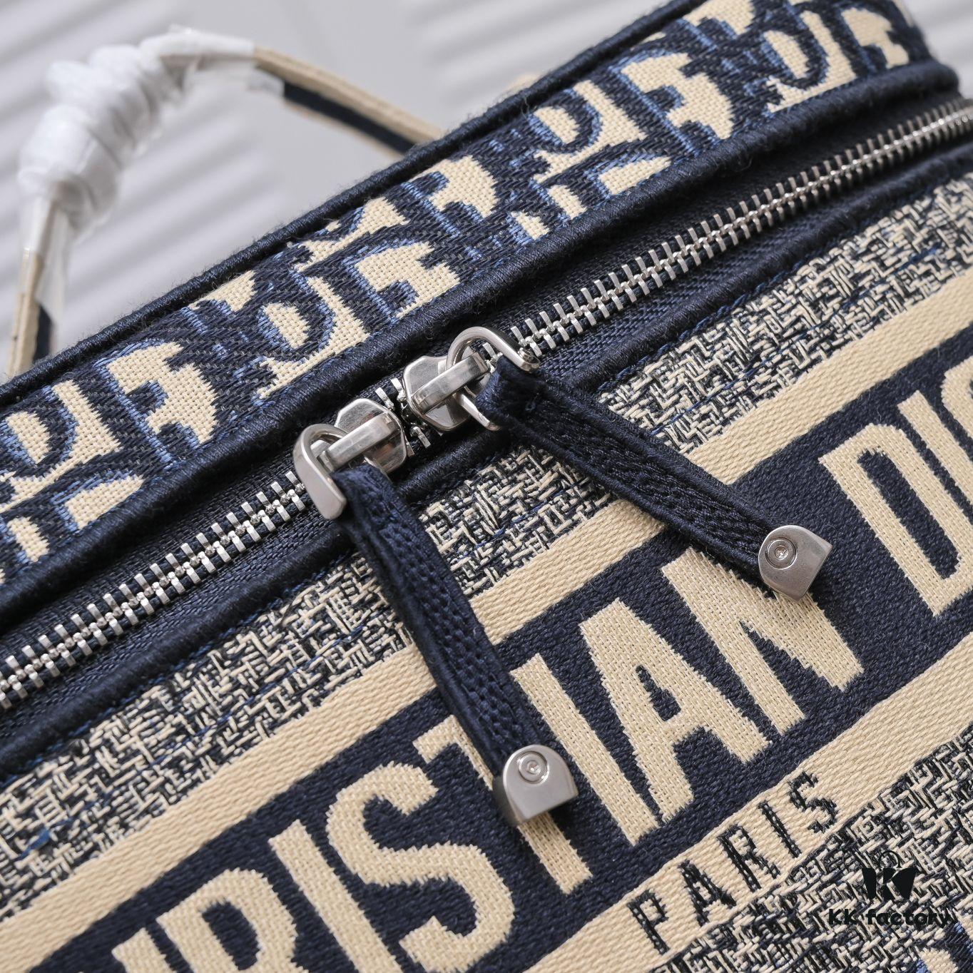 Large DIOR Monogram Embroidery 2020 Hottest Makeup Bag - Extra Large Capacity for All Essentials, Perfect for Travel - 25 x 19.5 x 14 cm