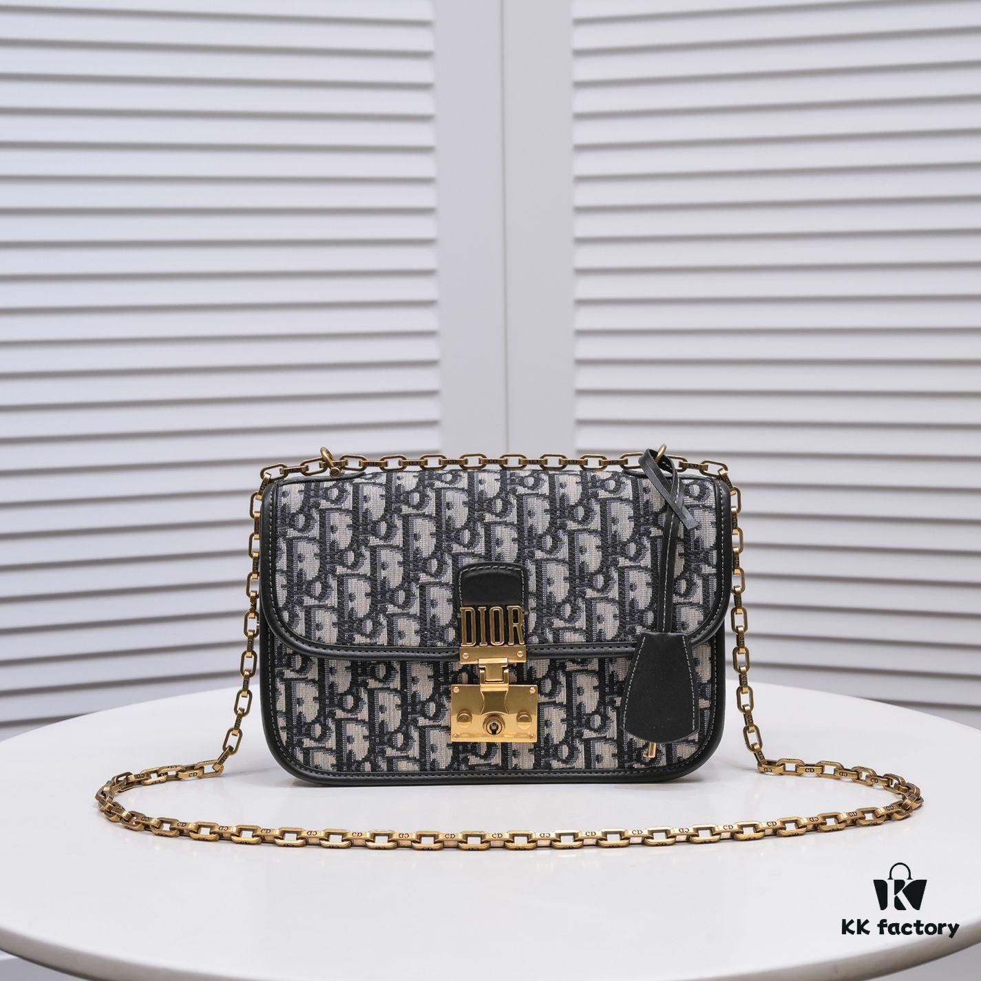 DIOR OBLIQUE Flap Handheld Bag with Chain Detail