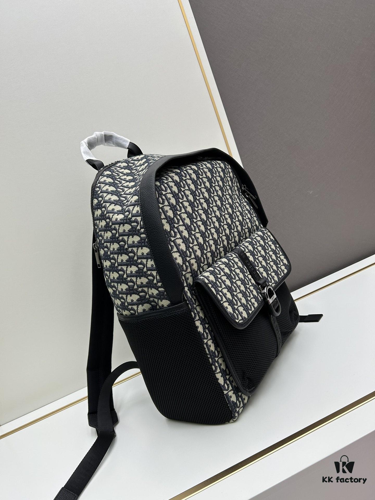 Dior 8 Backpack in Beige and Black Oblique Print