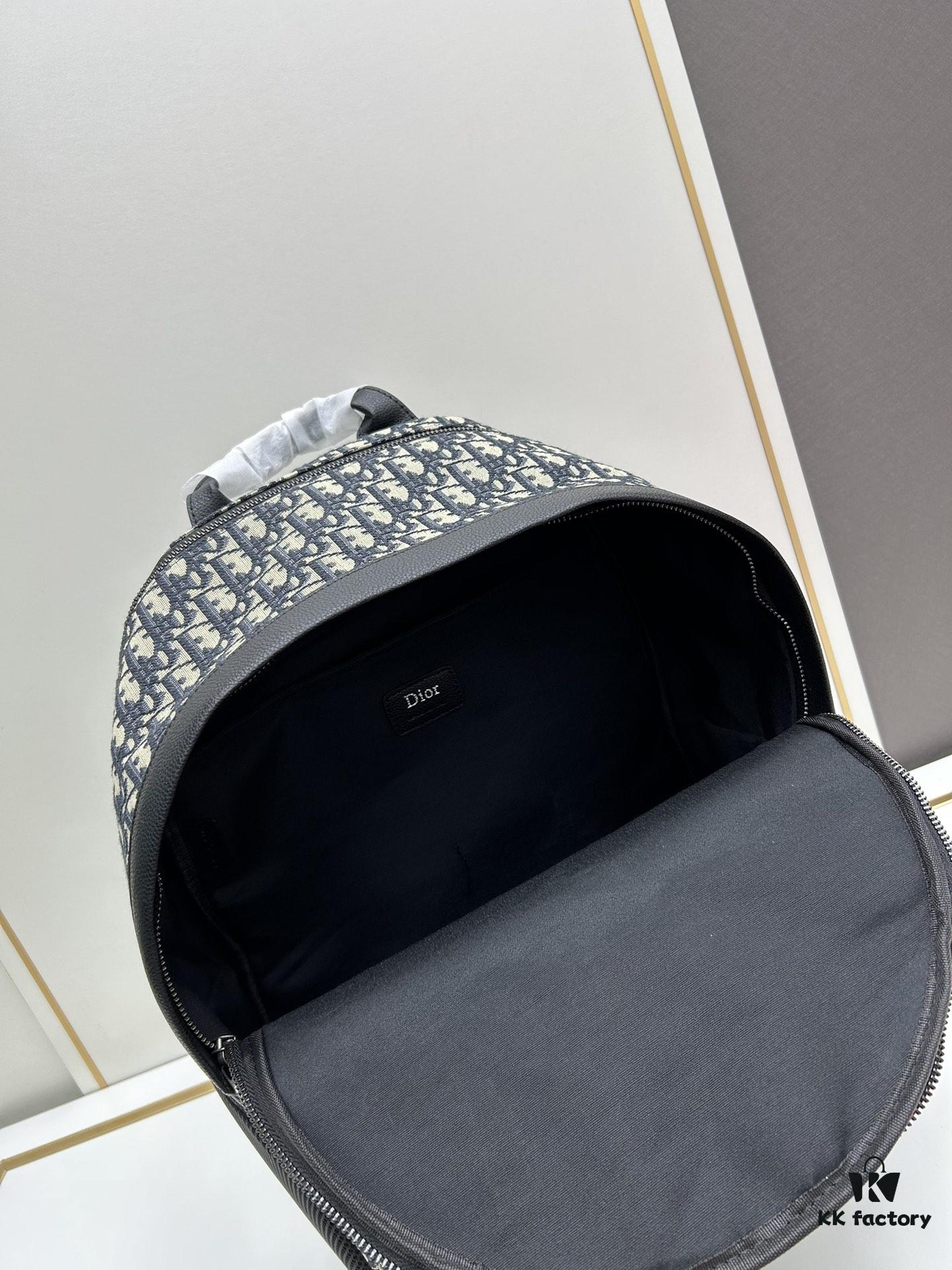 Dior 8 Backpack in Beige and Black Oblique Print