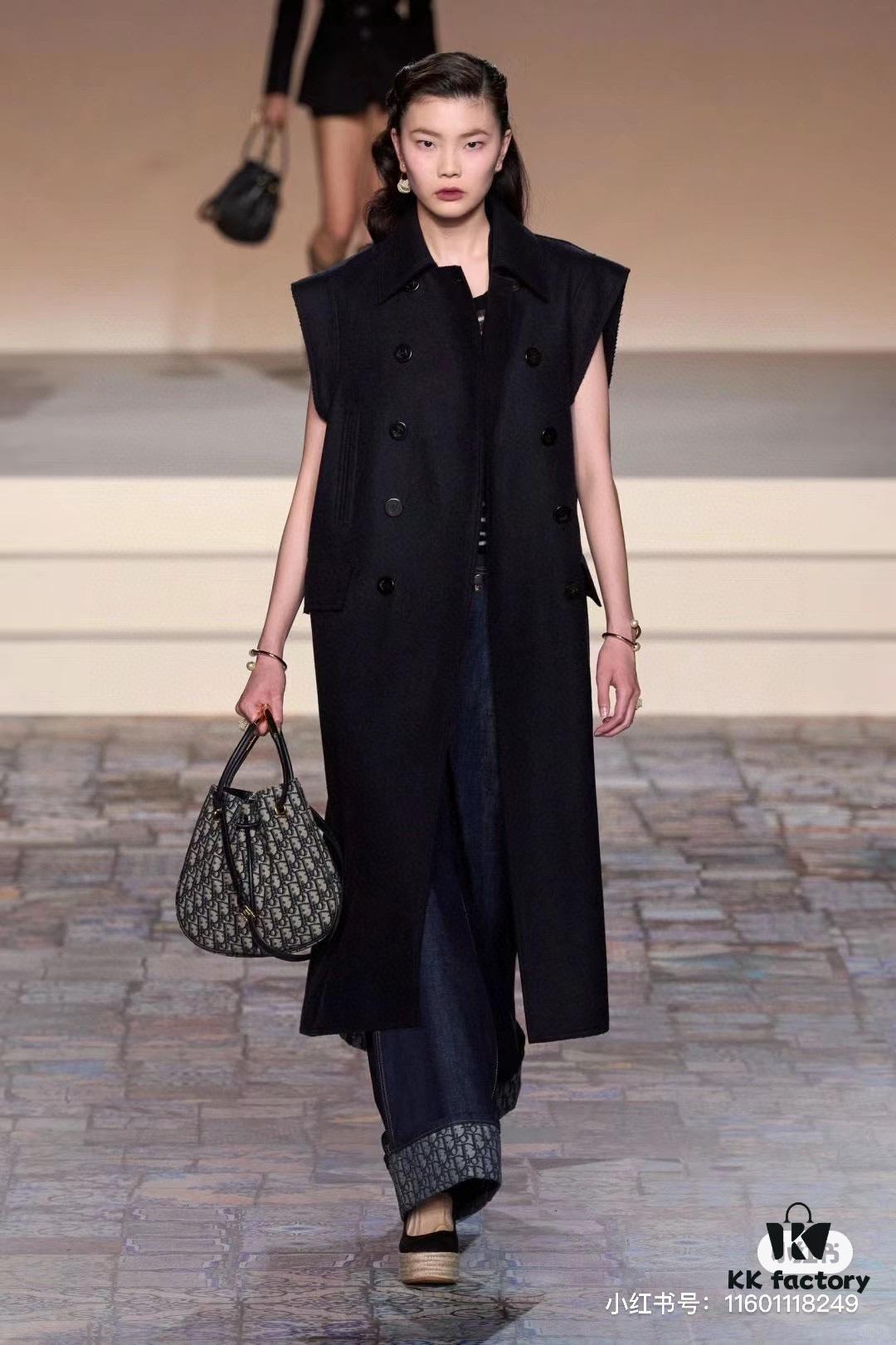 Full Leather Blue Cloth Dior Nolita Handbag from the 2024 Autumn Ready-to-Wear Collection