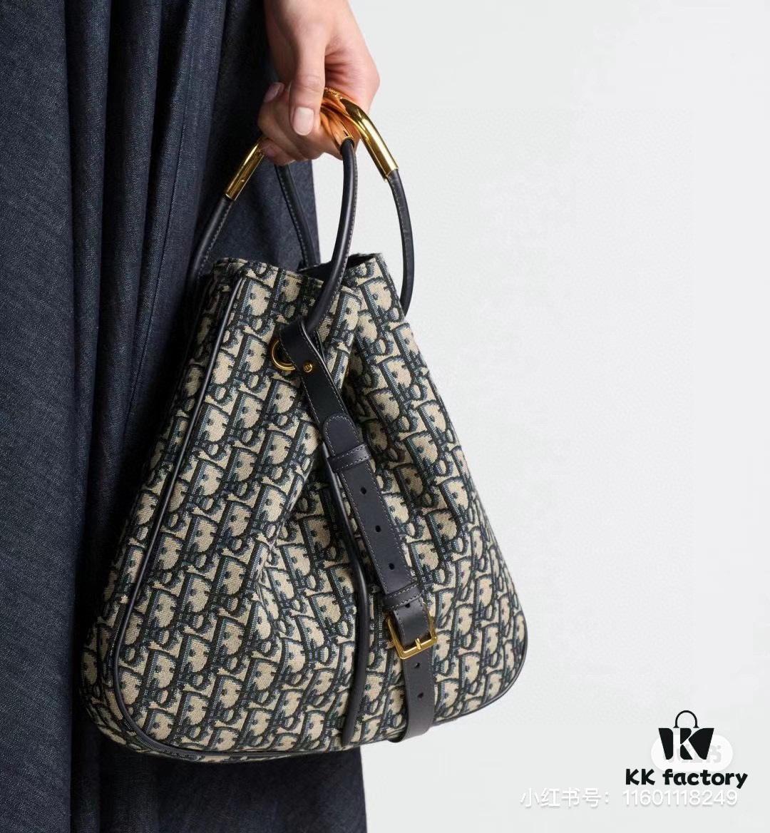 Full Leather Blue Cloth Dior Nolita Handbag from the 2024 Autumn Ready-to-Wear Collection