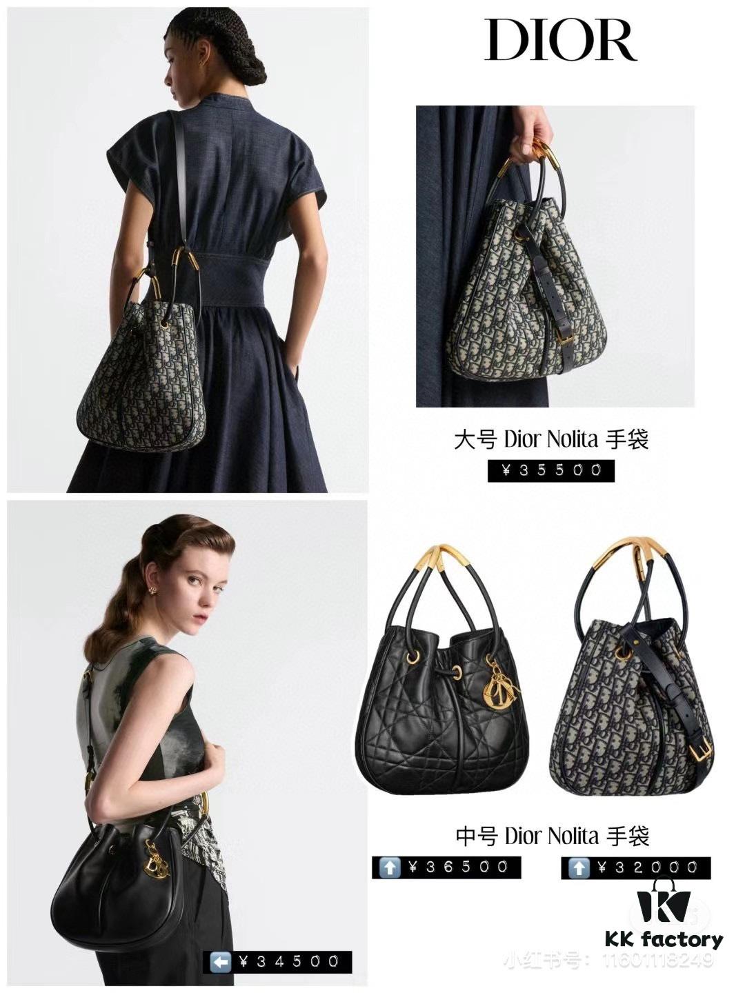 Full Leather Blue Cloth Dior Nolita Handbag from the 2024 Fall Collection