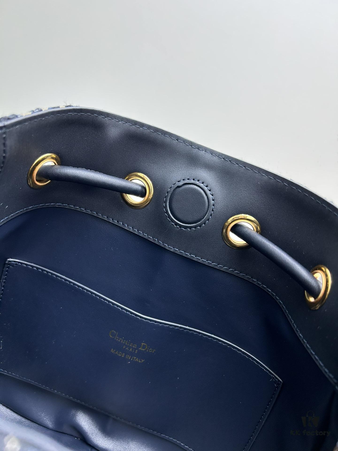 Full Leather Blue Cloth Dior Nolita Handbag from the 2024 Autumn Ready-to-Wear Collection