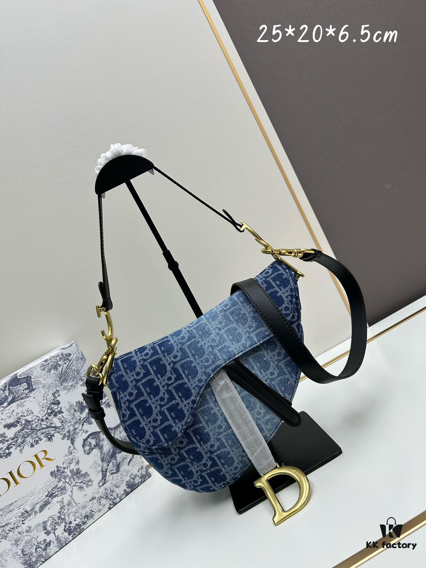 Latest Denim Style, Hot Sale   ️ ️ Large Size 【♥️Dior Saddle Monogram Thin Strap Palm Grain Series】【With Retail Box 🎁】