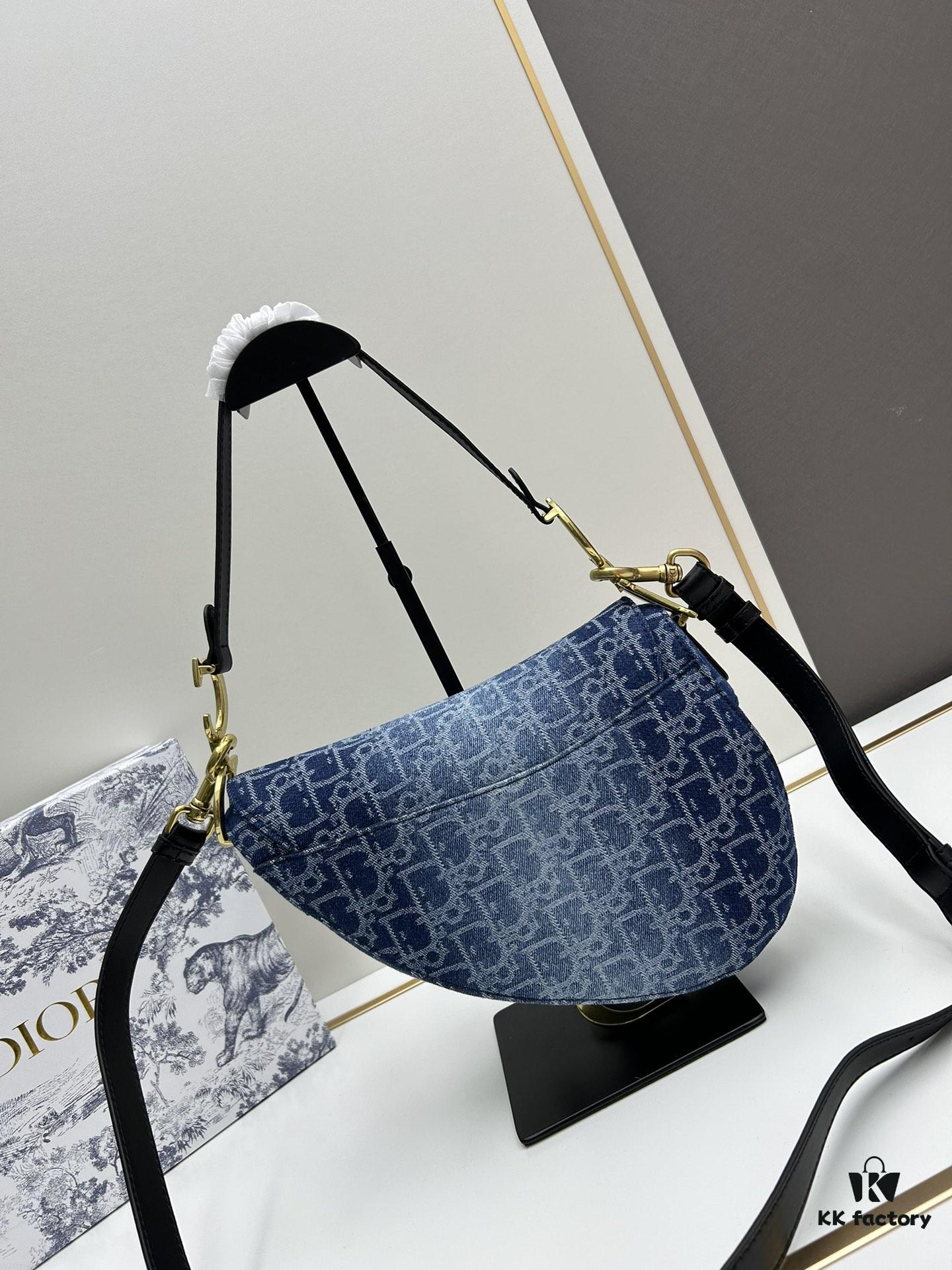 Latest Denim Style, Hot Sale   ️ ️ Large Size 【♥️Dior Saddle Monogram Thin Strap Palm Grain Series】【With Retail Box 🎁】