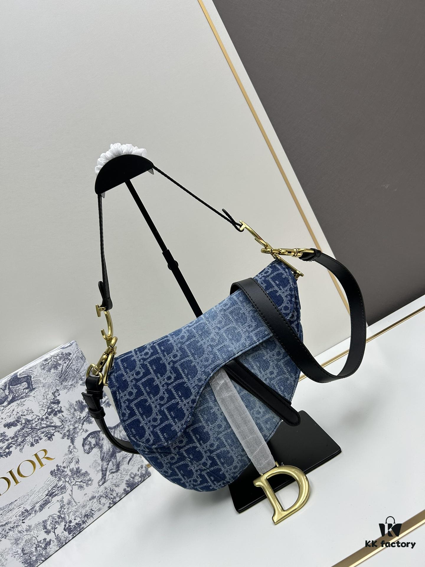 Latest Denim Style, Hot Sale   ️ ️ Large Size [♥️Dior Saddle Monogram Thin Strap Palm Texture Series] [With Boutique Box 🎁]