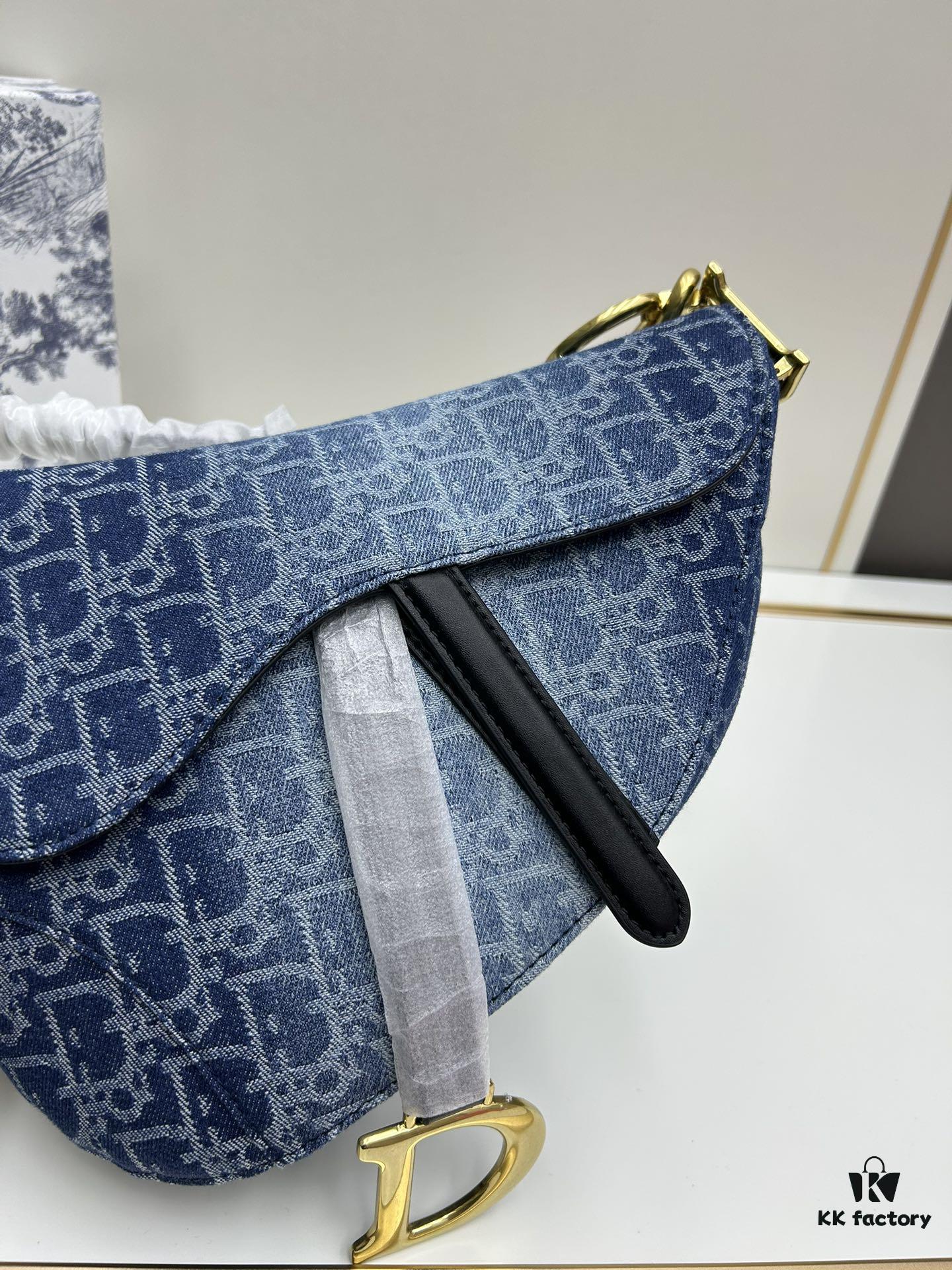 Latest Denim Style, Hot Sale   ️ ️ Large Size 【♥️Dior Saddle Monogram Thin Strap Palm Grain Series】【With Retail Box 🎁】