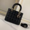 Black Dior Medium Light Gold Buckle Lambskin Lady Dior Handbag