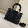 Black Dior Medium Light Gold Buckle Lambskin Lady Dior Handbag