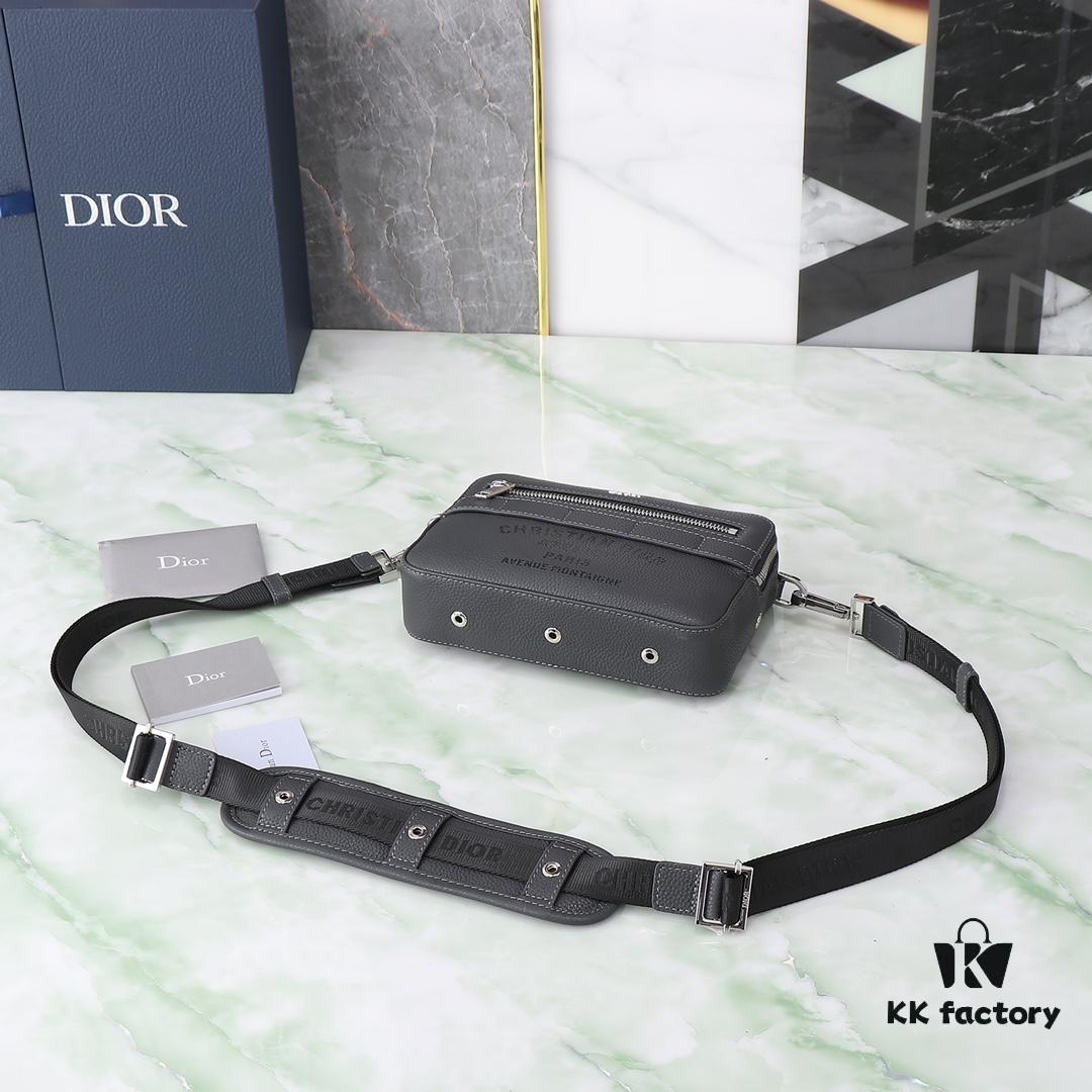 Authentic Dior Crossbody Bag 1SFPO206 (Gray Leather with Silkscreen Logo) - Italian Craftsmanship