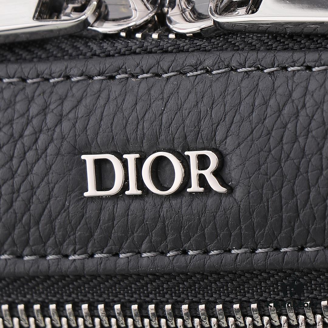 Authentic Dior Crossbody Bag 1SFPO206 (Gray Leather with Silkscreen Logo) - Italian Craftsmanship
