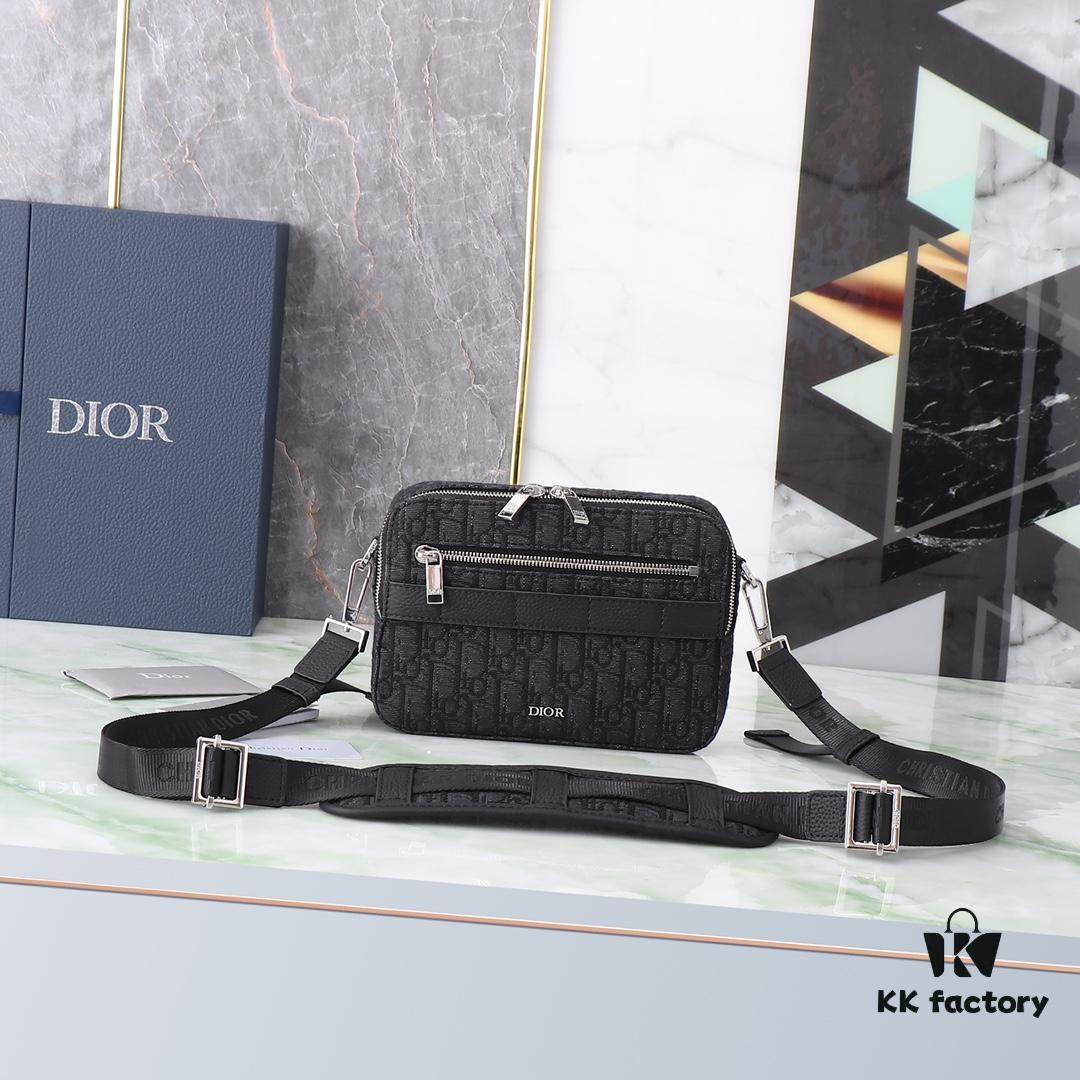 Dior Homme Men's Camera Crossbody Bag Model 206VPI-H03E (Black Jacquard)