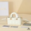 White Lambskin Cannage Pattern Lady D-Joy Bag