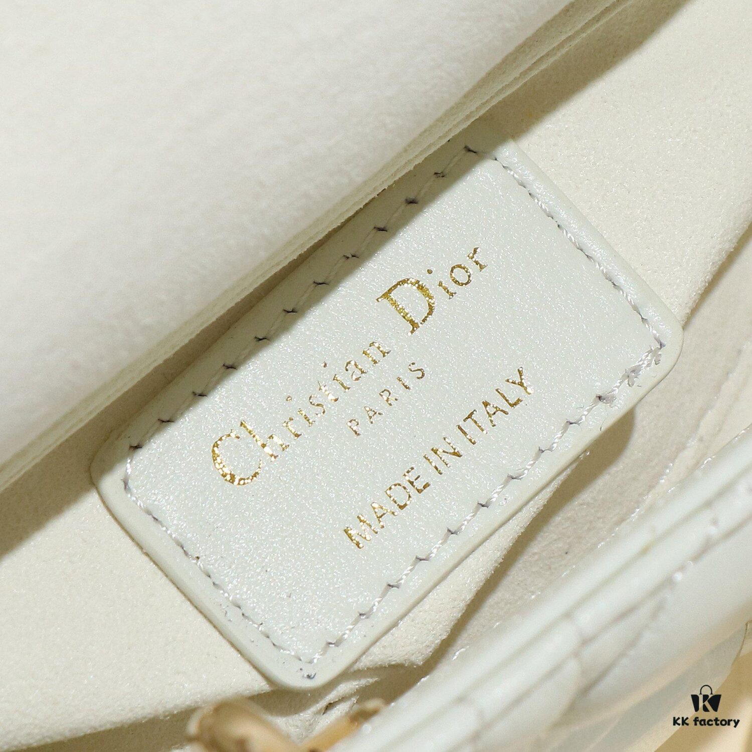 White Lambskin Cannage Pattern Lady D-Joy Bag