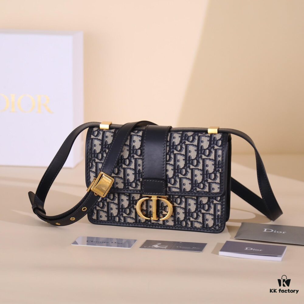 30 Montaigne Handbag in Blue Oblique Print Fabric