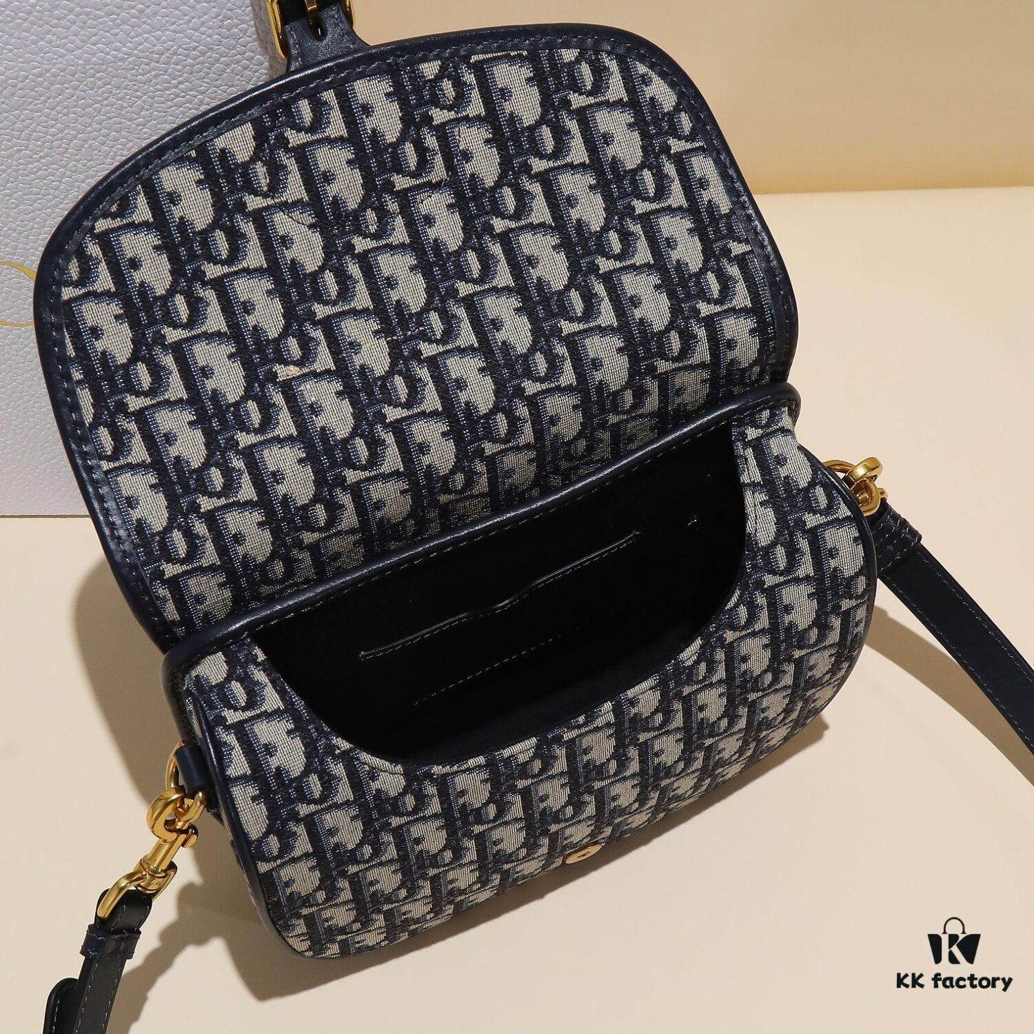 Dior Bobby Medium Shoulder Bag in Black Smooth Calfskin with Vintage Gold-Tone Hardware