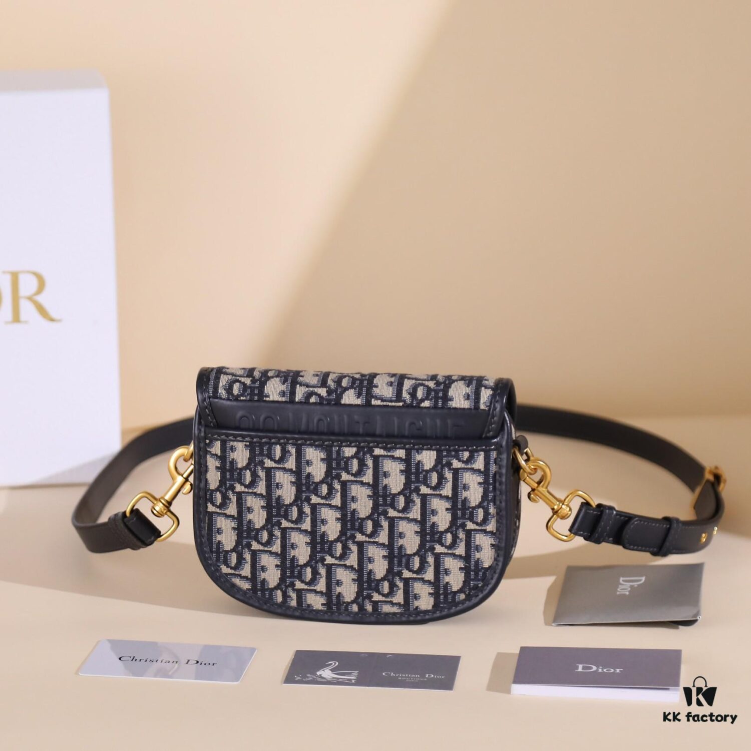 Dior Bobby Medium Shoulder Bag in Black Smooth Calfskin with Vintage Gold Hardware