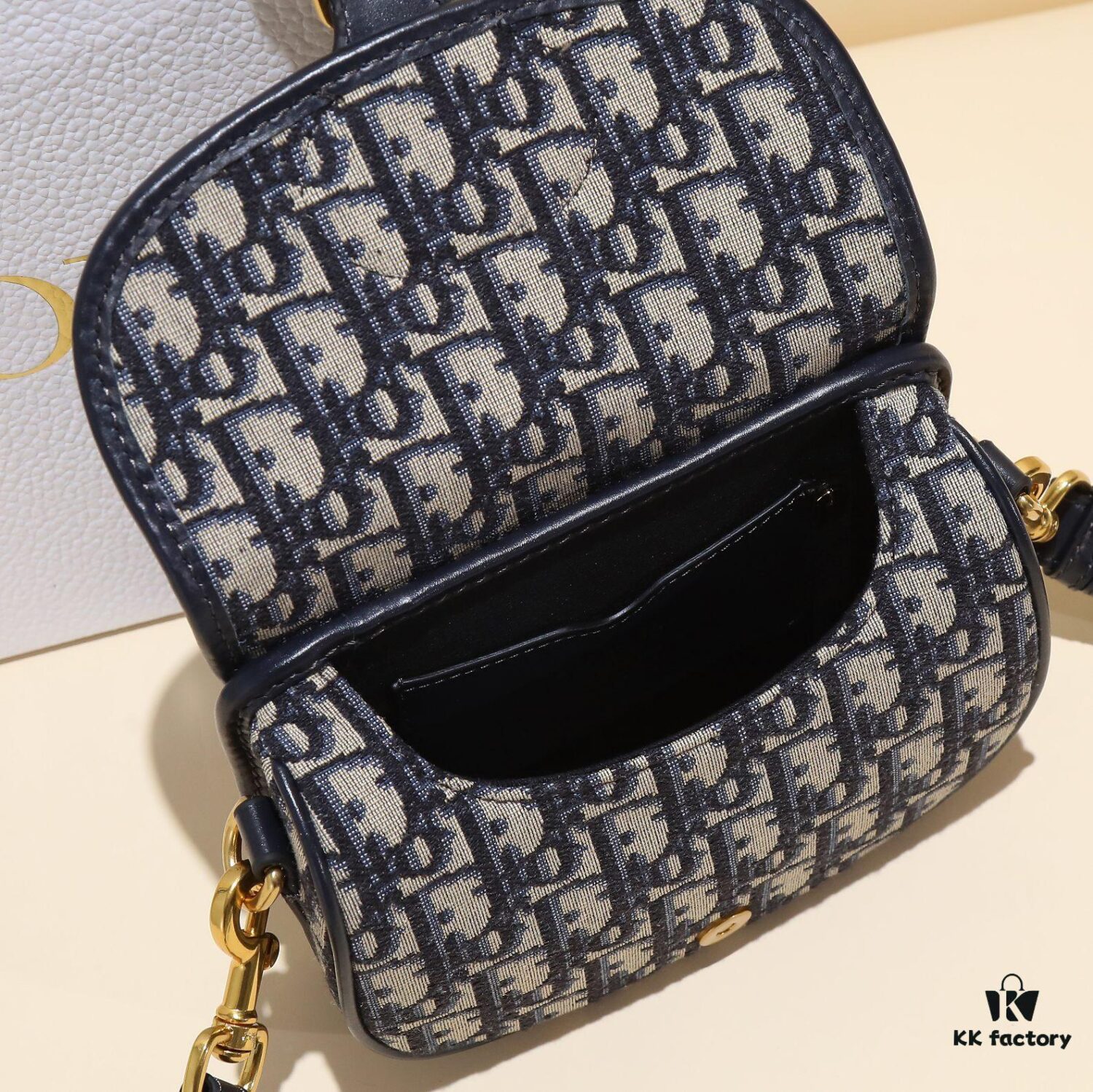 Dior Bobby Medium Shoulder Bag in Black Smooth Calfskin with Vintage Gold Hardware