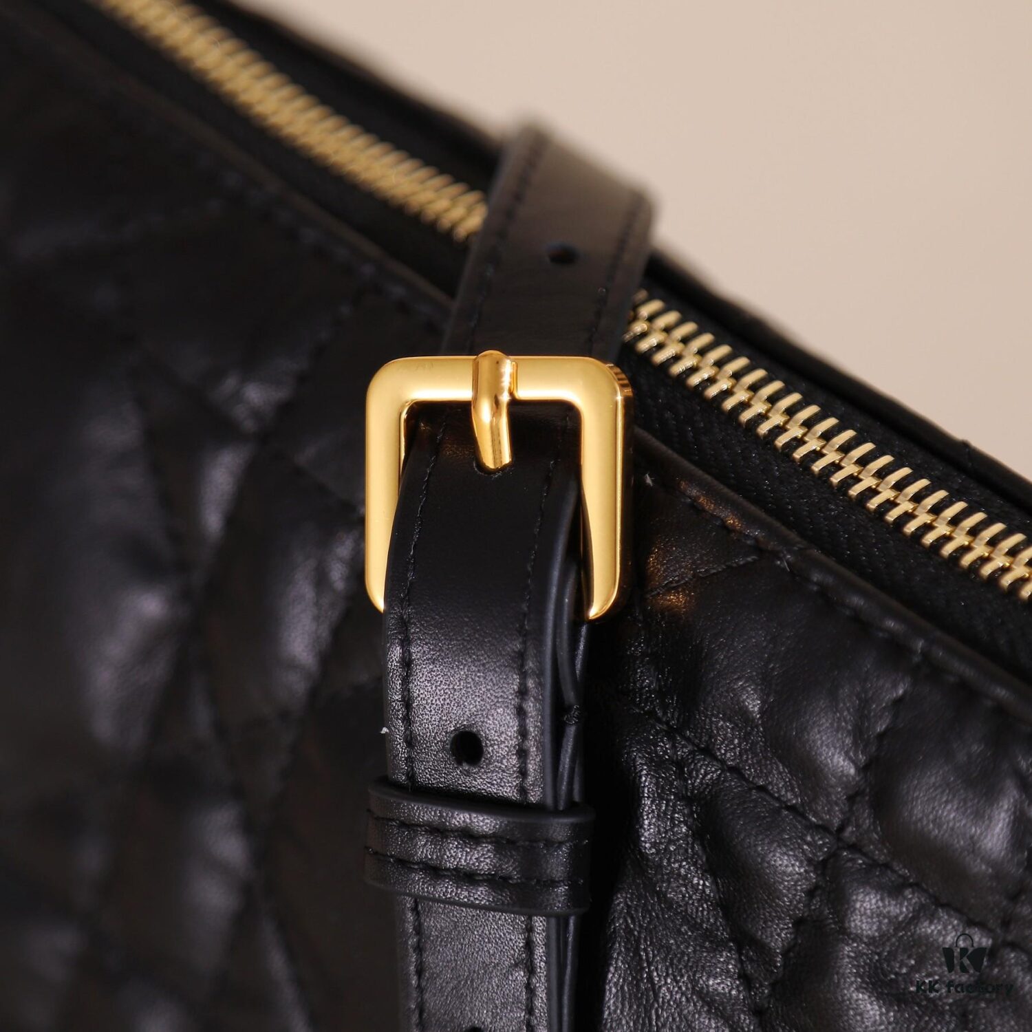 DiorStar Hobo Chain Bag in Black Crinkled Calfskin with Cannage Pattern