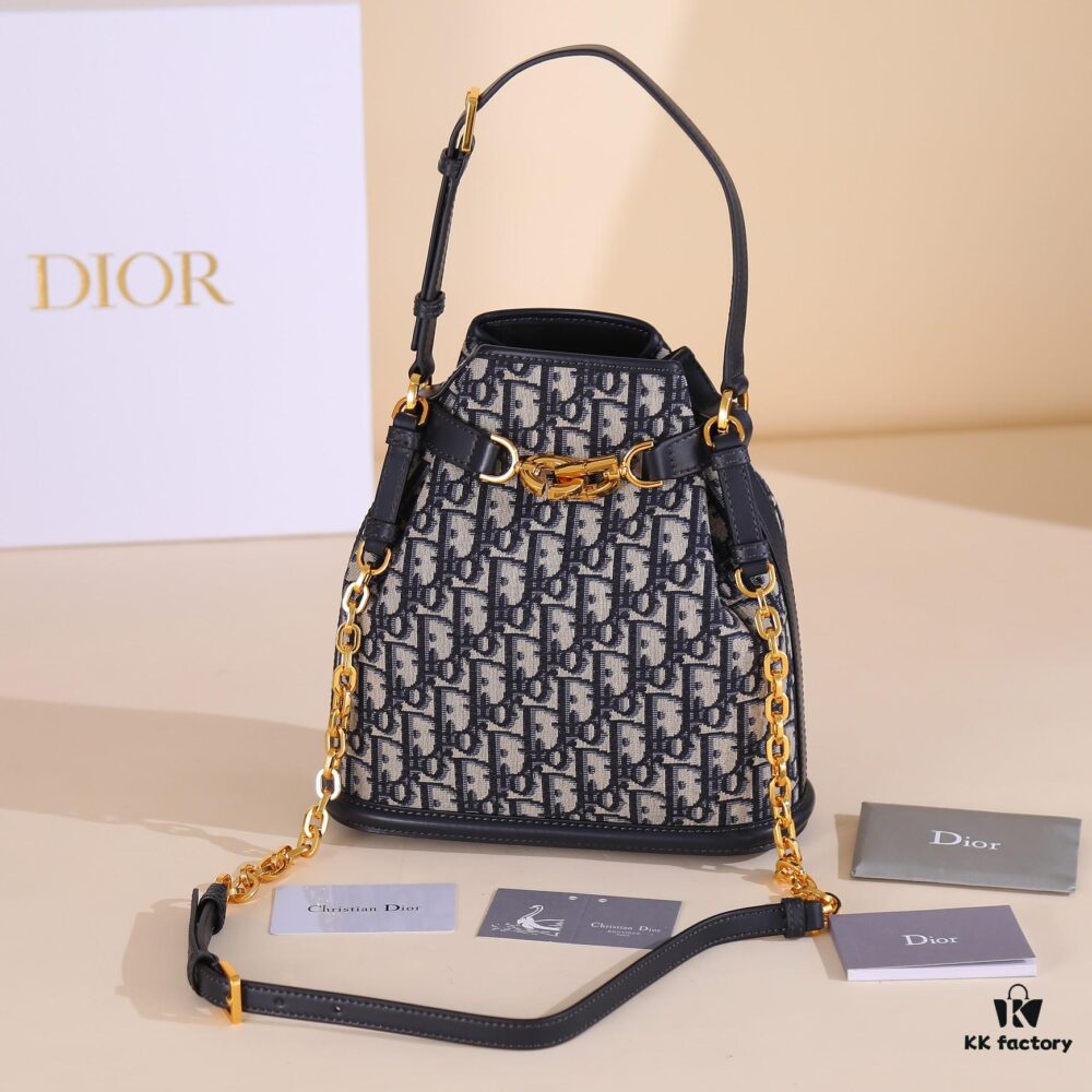 Medium Cest Dior Handbag in Blue Oblique Canvas