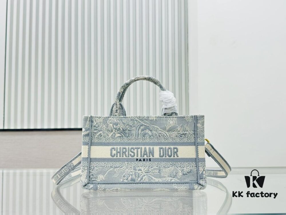 Dior Book Tote 24 Spring Mini Size with Shoulder Strap in Grey Tiger