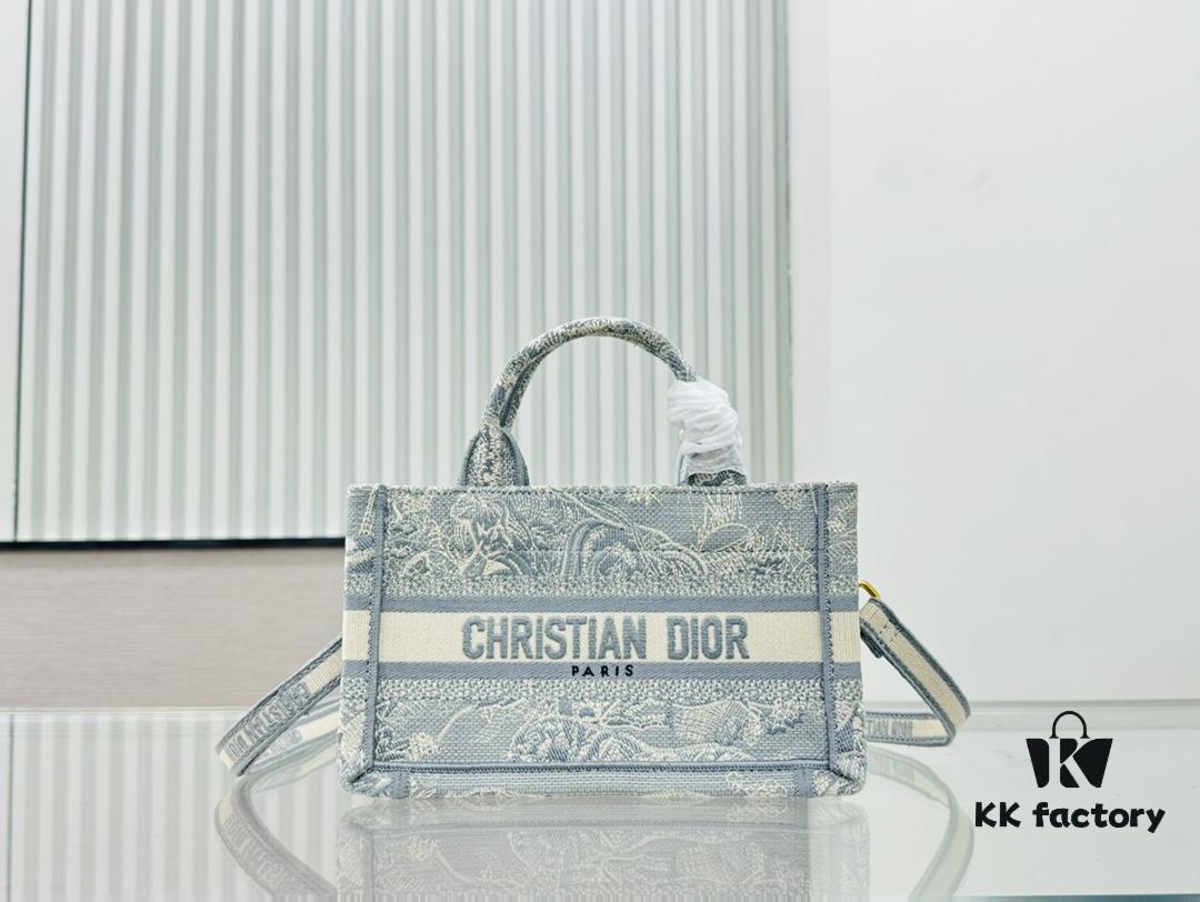 Dior Book Tote 24 Spring Mini Size with Shoulder Strap in Grey Tiger