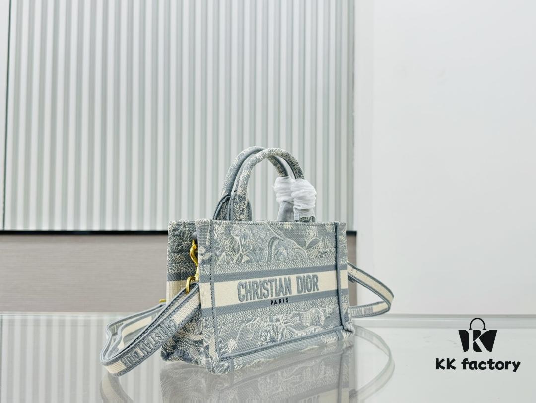 Dior Book Tote 24 Spring Mini Size with Shoulder Strap in Grey Tiger
