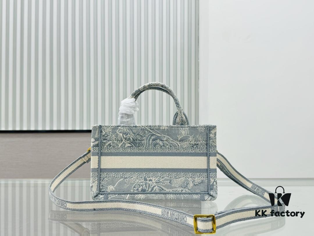 Dior Book Tote 24 Spring Mini Size with Shoulder Strap in Grey Tiger