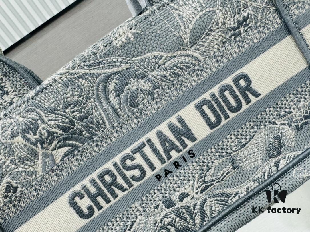 Dior Book Tote 24 Spring Mini Size with Shoulder Strap in Grey Tiger