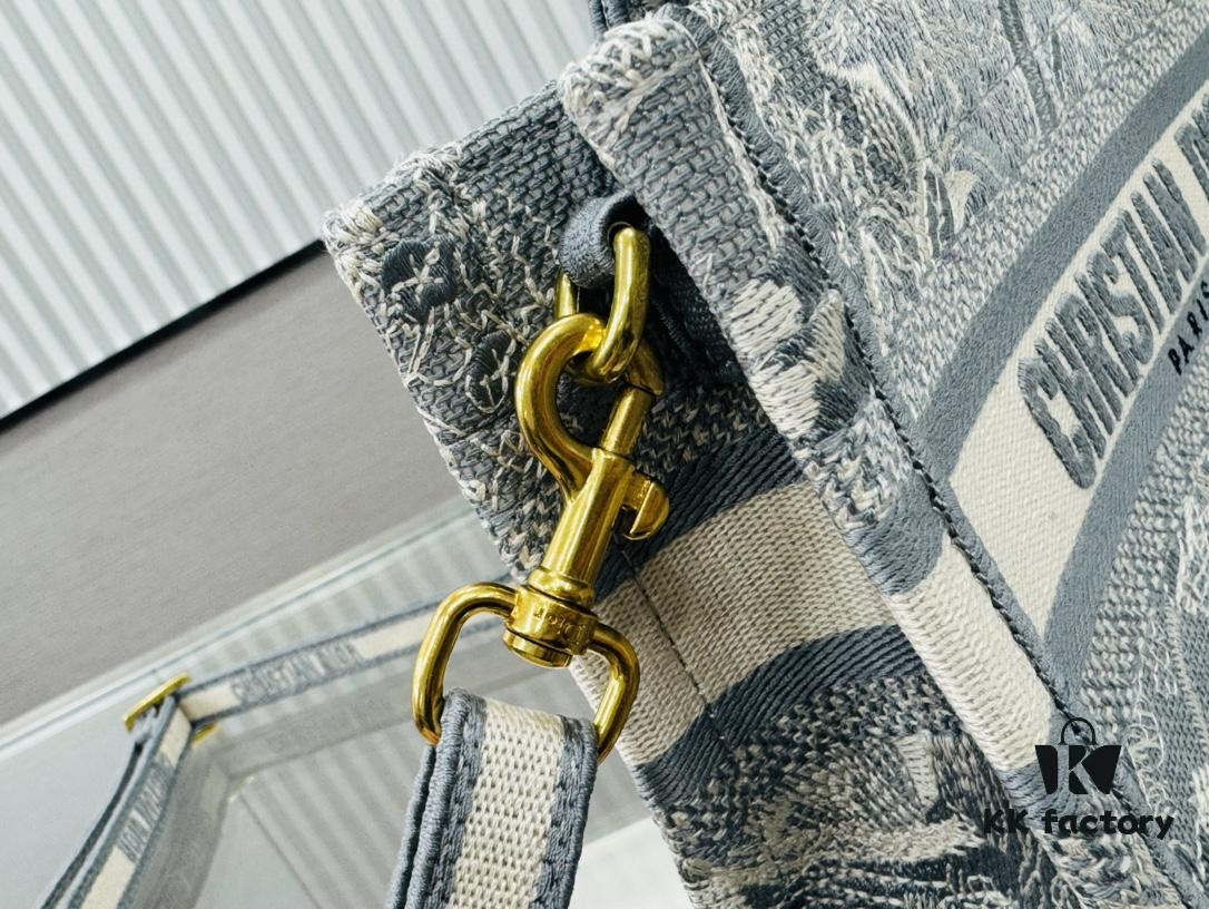 Dior Book Tote 24 Spring Mini Size with Shoulder Strap in Grey Tiger