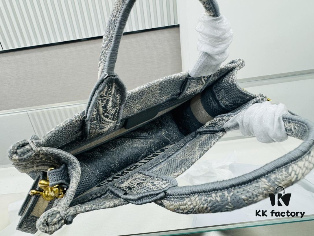 Dior Book Tote 24 Spring Mini Size with Shoulder Strap in Grey Tiger