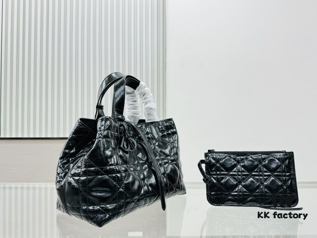 Medium Oil-Waxed Leather Dior Book Tote, High Quality