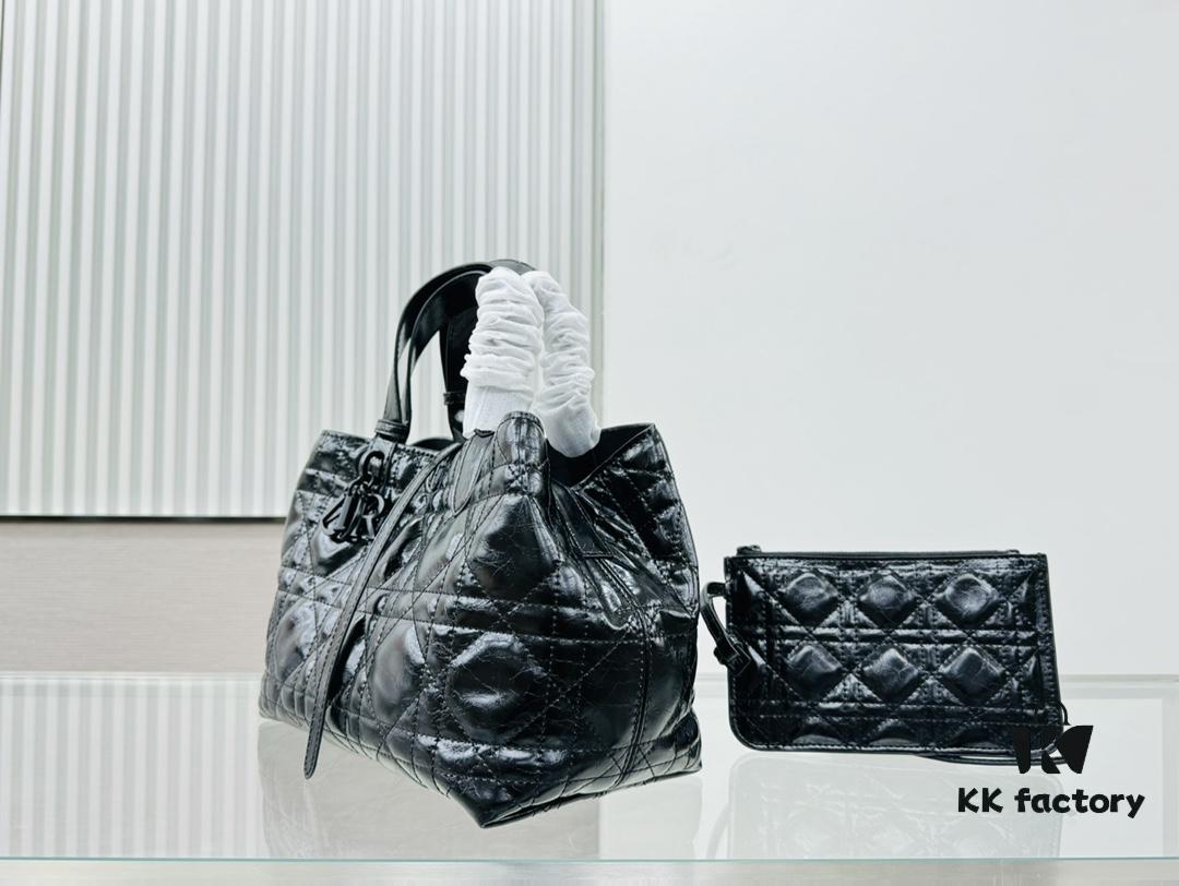 Medium Oil-Waxed Leather Dior Book Tote, High Quality