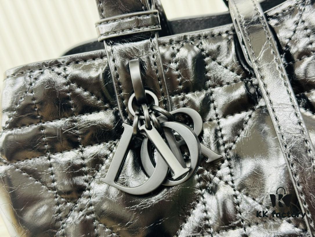 Medium Oil-Waxed Leather Dior Book Tote, High Quality