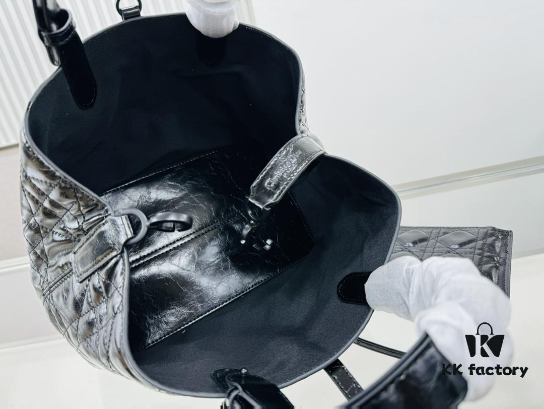 Medium Oil-Waxed Leather Dior Book Tote, High Quality