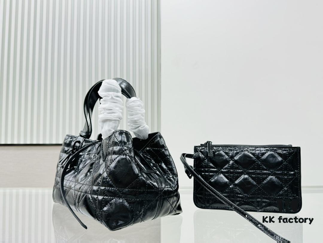 Dior Book Tote Mini in Oil-Waxed Leather, High Quality