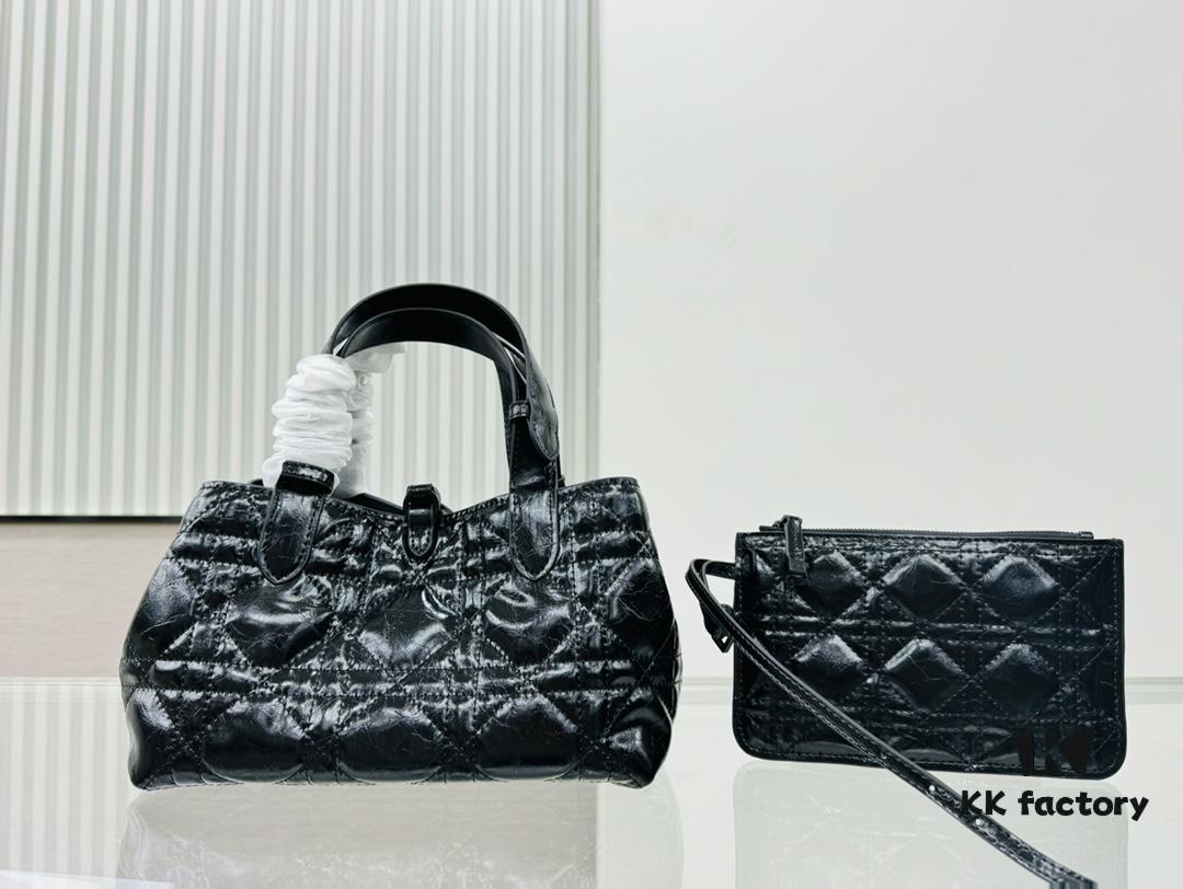 Dior Book Tote Mini in Oil-Waxed Leather, High Quality