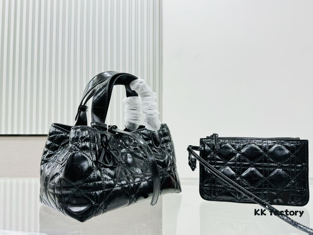 Dior Book Tote Mini in Oil-Waxed Leather, High Quality