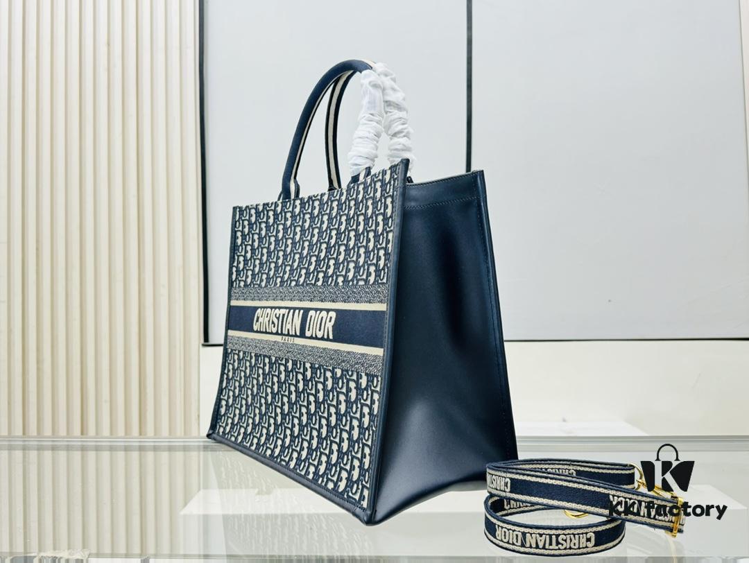 Dior Book Tote24 Early Spring New Arrival, Large Size, Vintage Blue