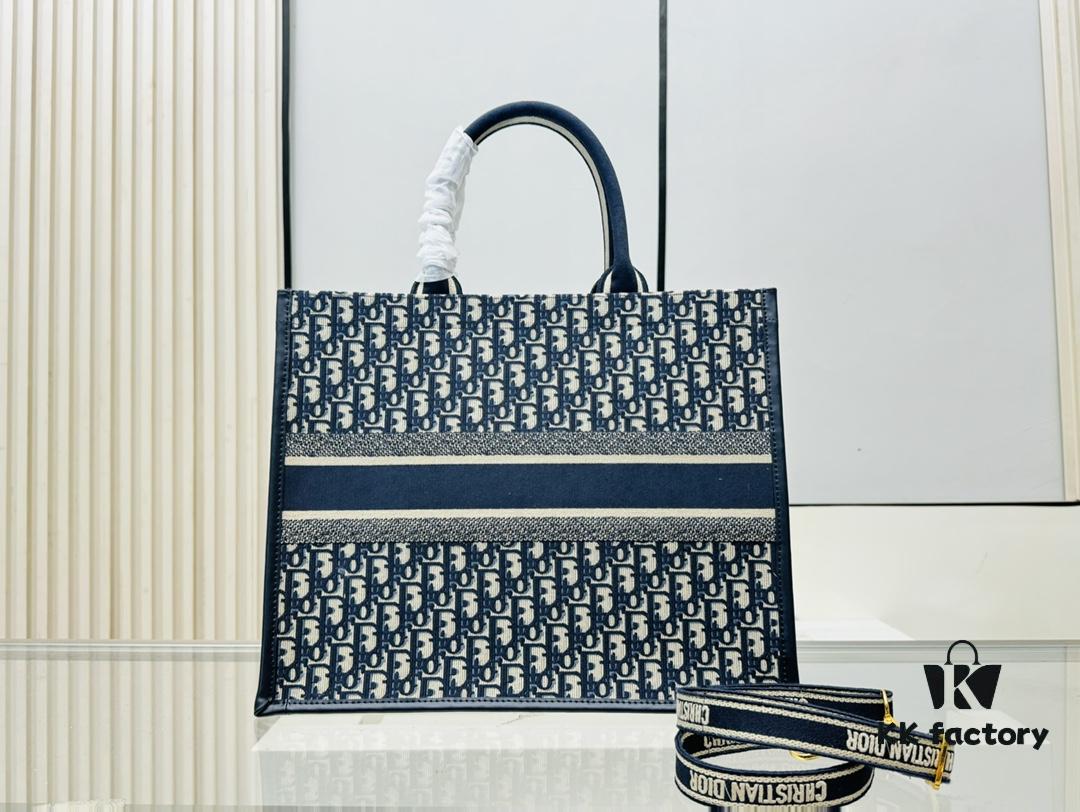 Dior Book Tote24 Early Spring New Arrival, Large Size, Vintage Blue