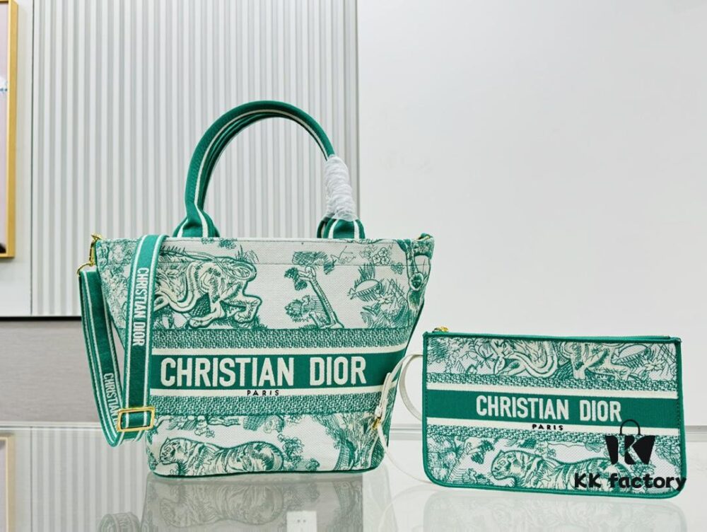 Dior Market Tote Bag with Shoulder Strap and Mini Pouch