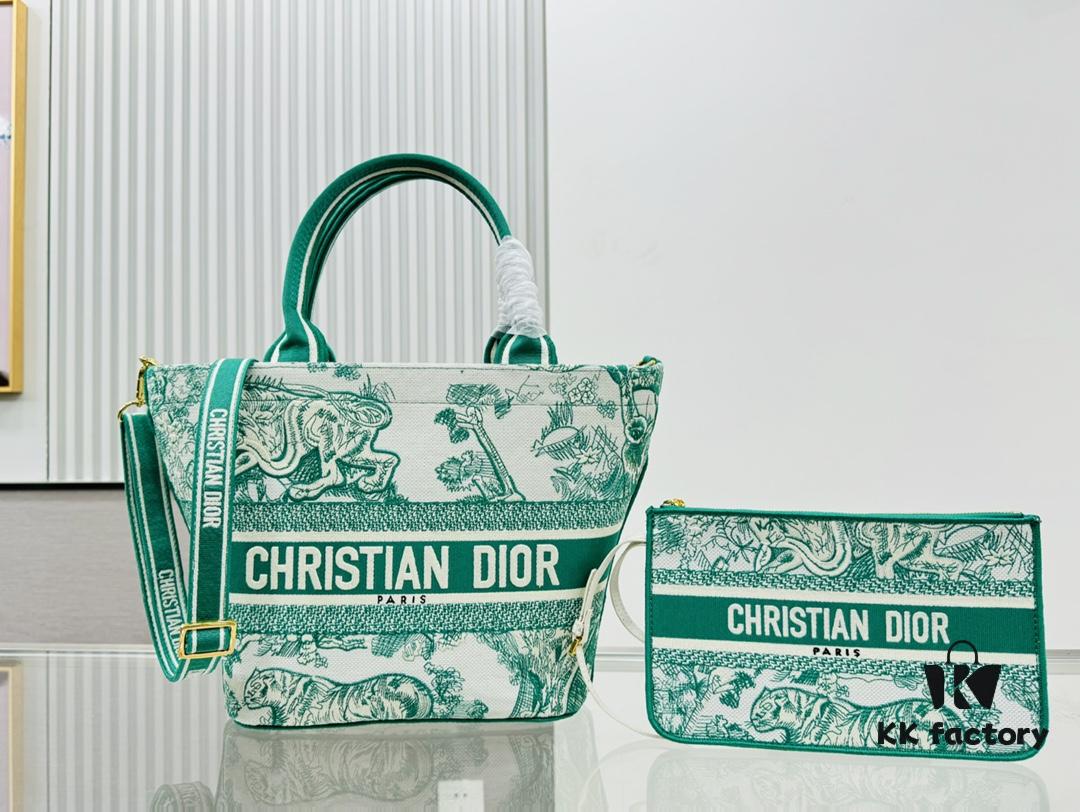 Dior Market Tote Bag with Shoulder Strap and Mini Pouch