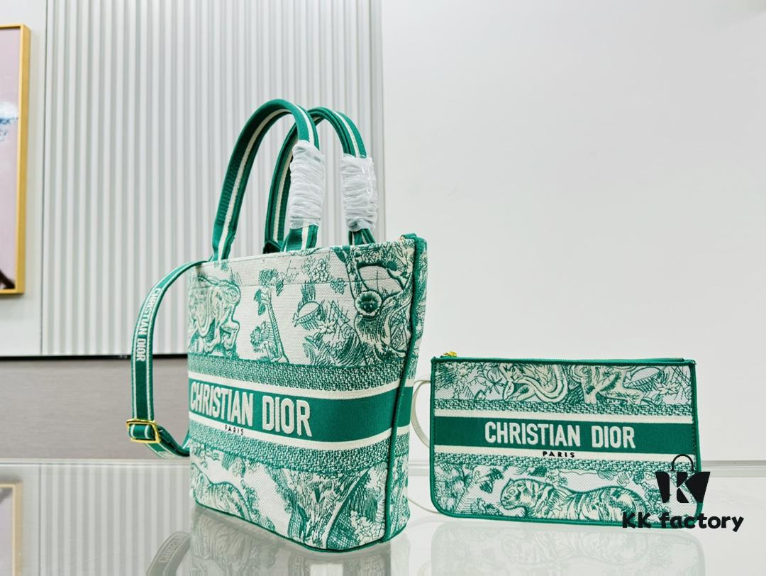 Dior Market Tote Bag with Shoulder Strap and Mini Pouch