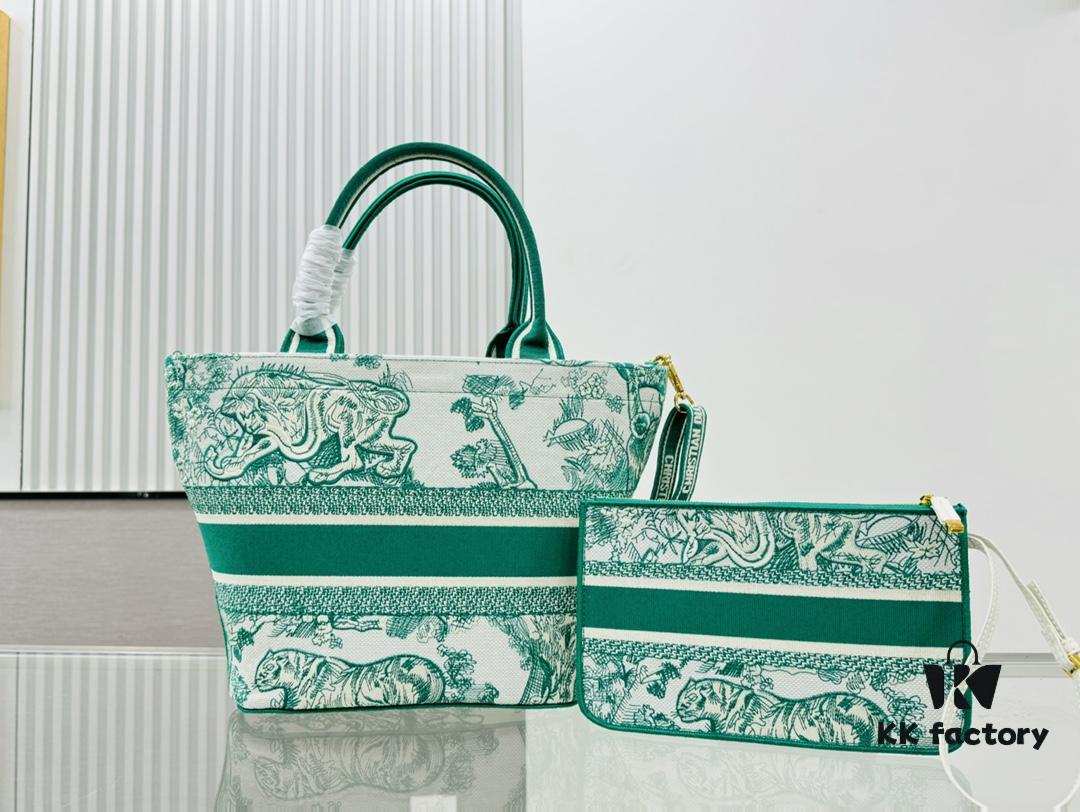 Dior Market Tote Bag with Shoulder Strap and Mini Pouch