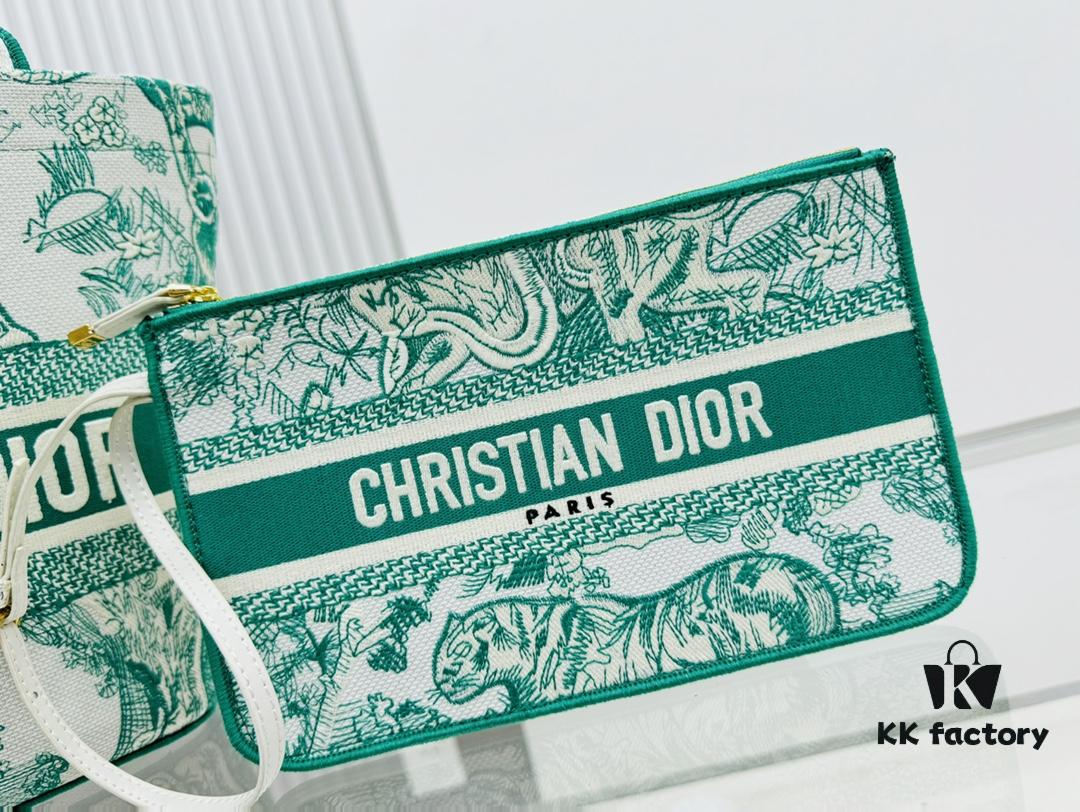 Dior Market Tote Bag with Shoulder Strap and Mini Pouch