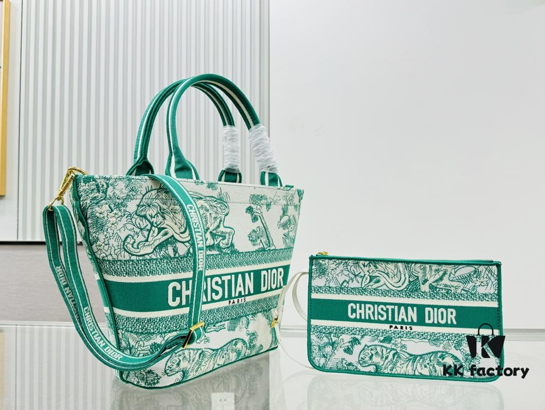 Dior Market Tote Bag with Shoulder Strap and Mini Pouch